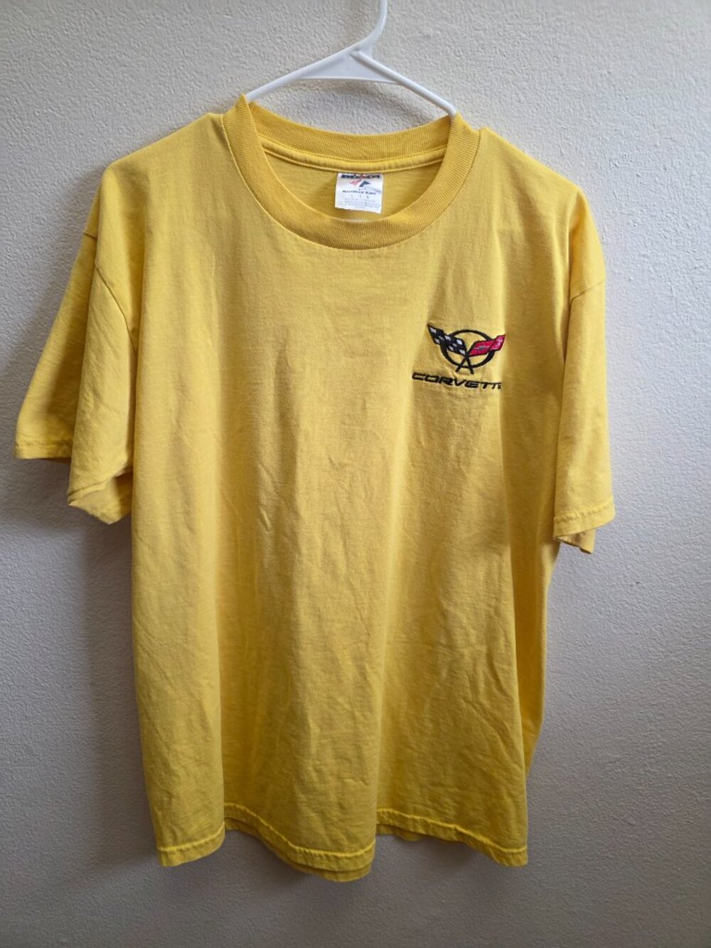 Jerzees Men's L Embroidered C5 Corvette T-Shirt Short sleeve Yellow - Picture 3 of 6